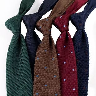 New 7cm polyester wool business casual fashion men's pointed arrow knitted tie in stock wholesale