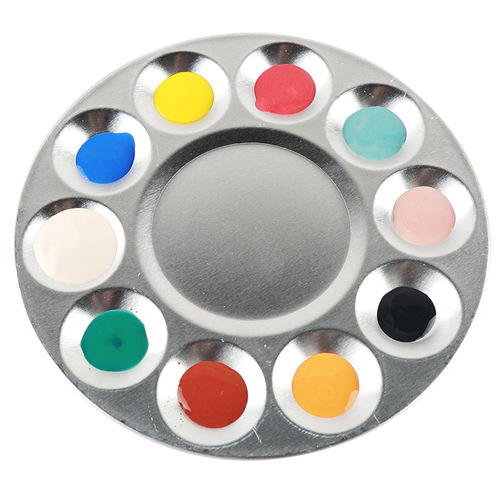 10-grid aluminum palette pottery tool overglaze underglaze paint tray ancient town mud workshop painting palette