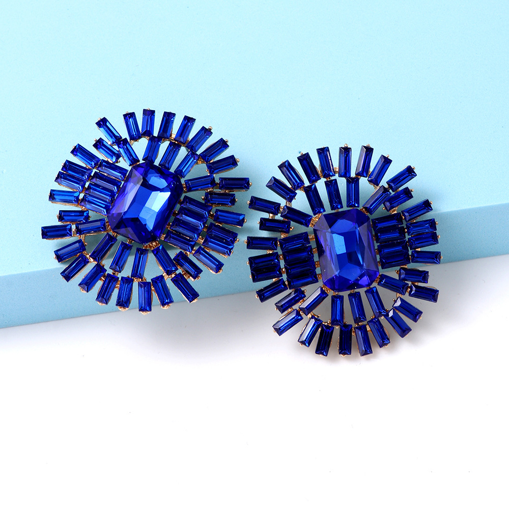 Simple Style Geometric Alloy Inlay Rhinestones Womenu0027S Ear Studs 1 Pair