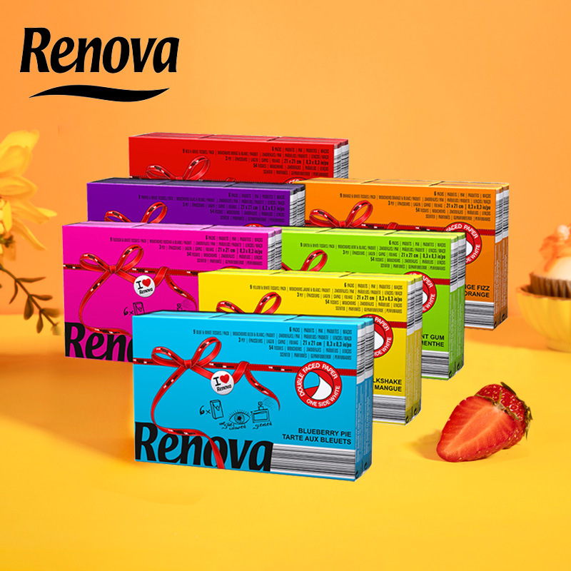 Renova瑞諾瓦彩色香氛餐巾紙小包紙巾手帕紙巾面巾紙7色7條