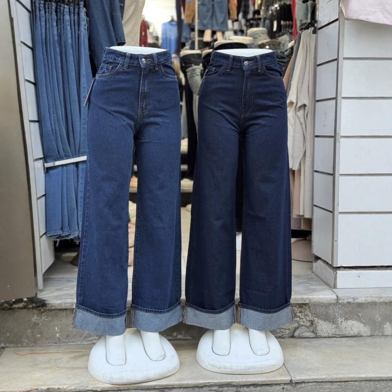 Women's jeans, European and American fashion high-waisted straight jeans, women's wide-leg jeans Women's jeans, European and American fashion high-waisted straight jeans, women's wide-leg jeans