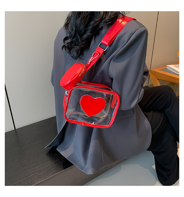 405g Weight Zipper Closure Type Single Shoulder Strap Strap Type Square Bag Bags Type Casual Occasion PVC Material Heart Shape Pattern Spring&Summer Season Women's Gender Streetwear Style Square Shape Women's PVC Heart Shape Streetwear Square Zipper Square Bag 13