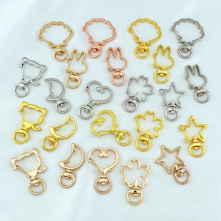 diy alloy jewelry buckle shell rabbit star Moon cherry blossom love cat shaped keychain pendant
