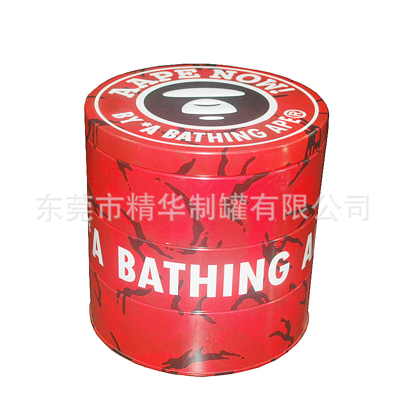 三层圆形月饼包装铁罐   高档零食包装三层圆铁罐   精美礼品铁罐