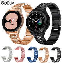 适用三星Active手表46mm镶钻不锈钢42mm金属表带Galaxy Watch 5/6