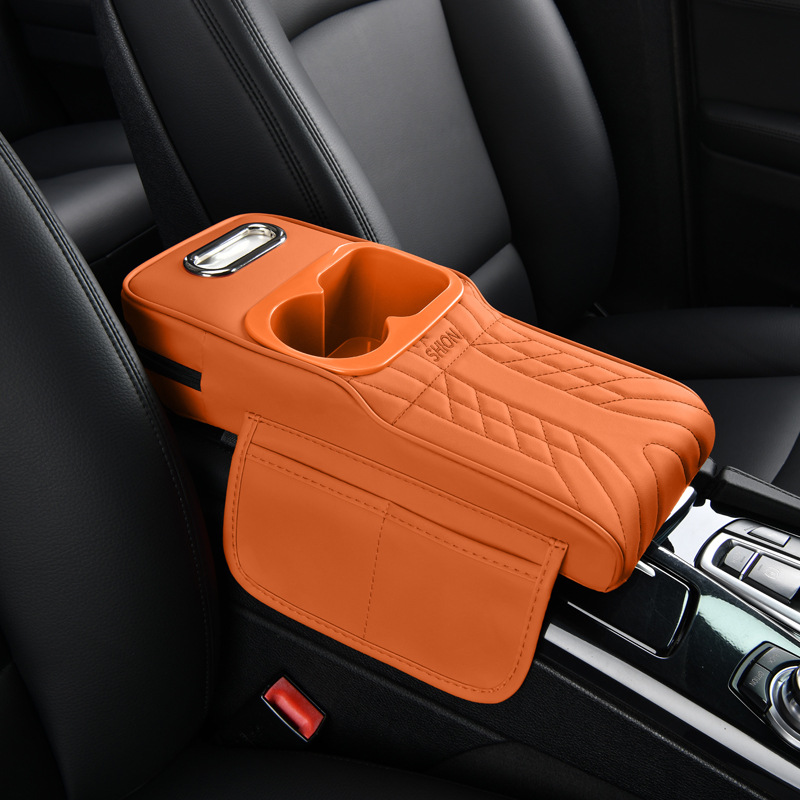 Suitable for 16cm Models, Narrow Version Armrest Box Heightening Pad, Leather Elbow Rest Pad, Tissue Box, Dual Cup Holder, Storage Box
