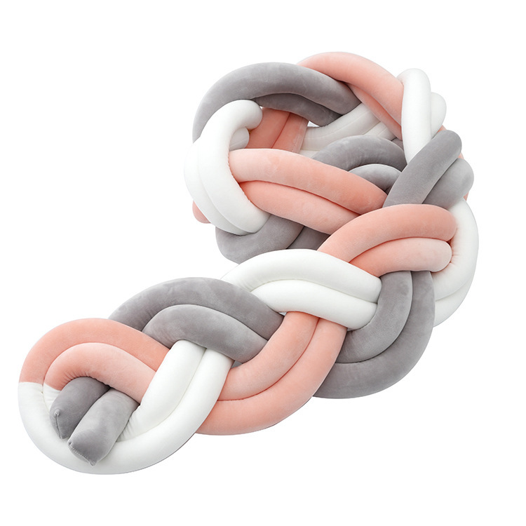 Cama de bebé tela cama cerca bolsa suave seis hebras trenzadas alta trenzada antichoque barrera de bebé grado madre