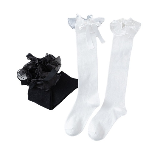 Spring and autumn combed cotton jk stockings bow tie lace mid-calf knee socks Lolita calf socks cotton socks