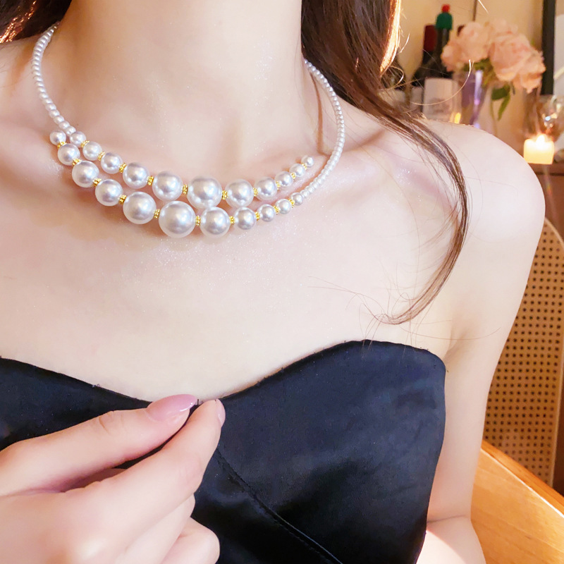 Collana di perle a doppio filo donna design irregolare_voghion.com