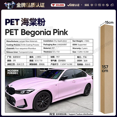 Series Vinyl Full Body Color | Auto Color Change Film - pet-begonia-powder-65-series152-165m