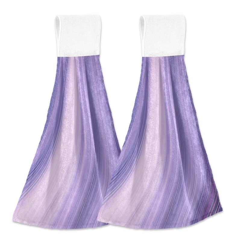 Purple Marble Kitchen Bathroom Laundry Hand Towel Hanging Towel with Ring Dishwashing Cloth Absorbent Cross-Border Towel