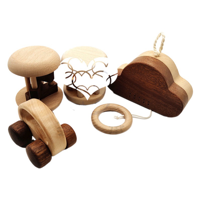 木製幼児おもちゃガラガラおしゃぶり赤ちゃん 100 日写真小道具アクセサリーおもちゃ木製リング