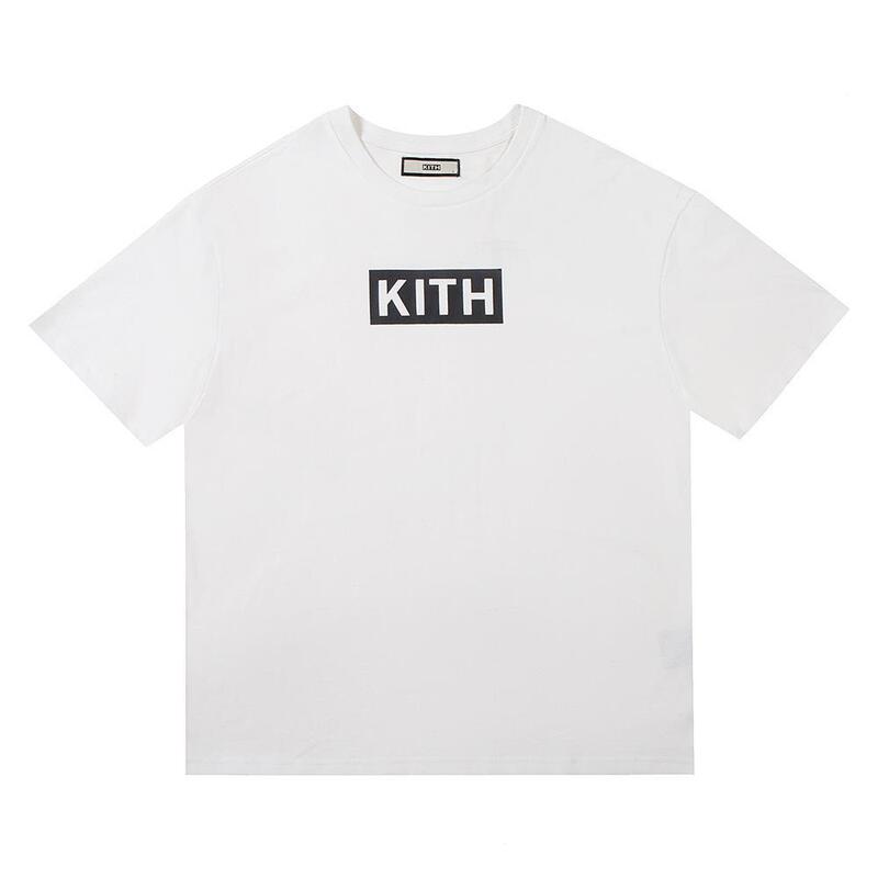 Trendy Kith Collaboration with the Godfather Box Logo Print Loose Round-Neck Unisex Couple T-Shirt