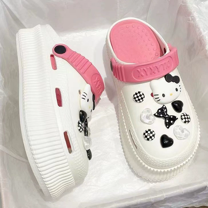 Сандалии Hello Kitty летние дышащие нескользящие пляжные тапочки, дорожные шлепанцы, легкие