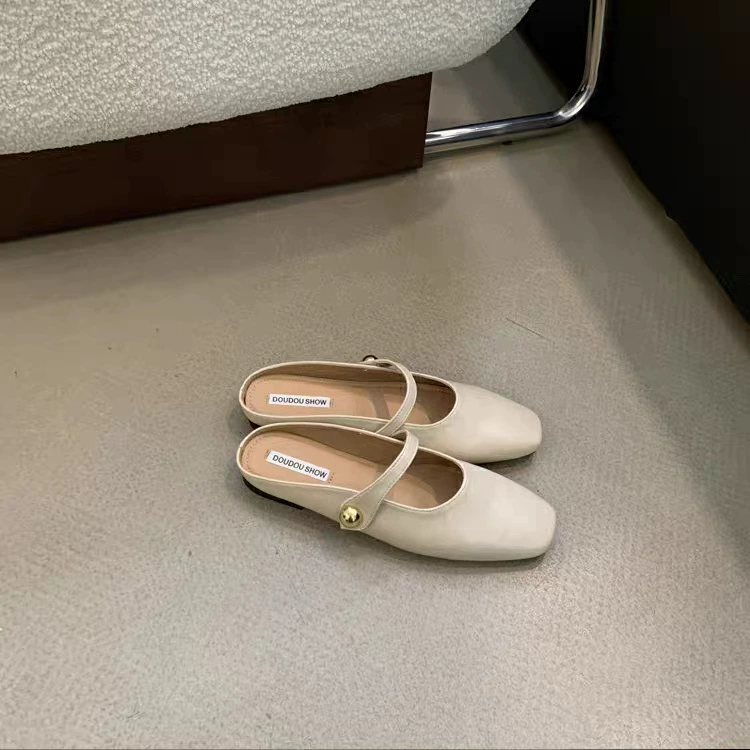 Spring summer slide, slippers, 2024 years, french style, soft sole