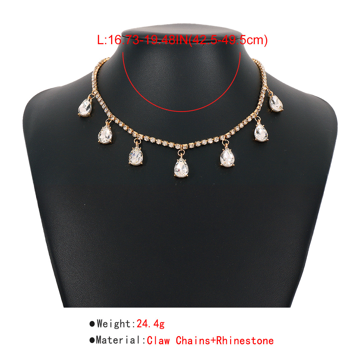 Fashion Water Drop Alloy Inlay Rhinestone Pendant Necklace