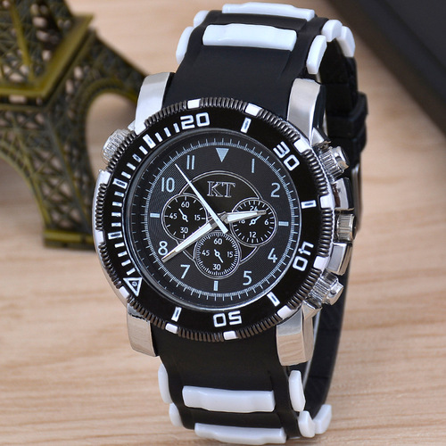 Cross-border best-selling six-hole sports men's watch, fashionable trend silicone quartz watch, wholesale men's watch