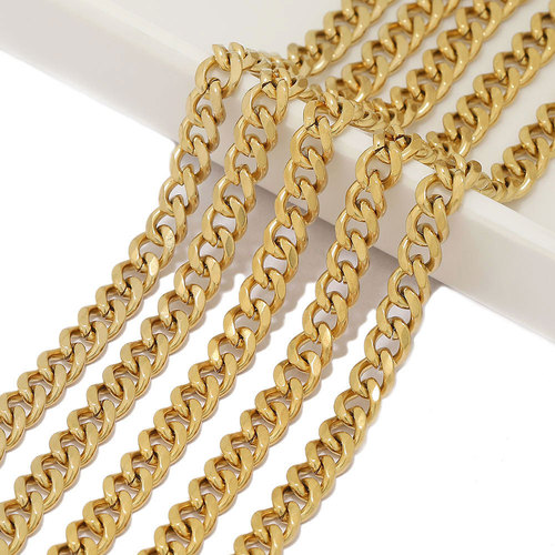 6mm wide stainless steel hexagonal cuban link chain 1.6mm wire diameter Feagaro NK chain DIY necklace bracelet accessory