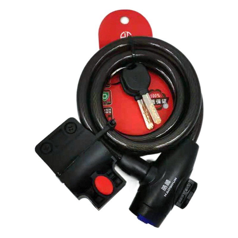 Cerradura de bicicleta Jizhou cerradura de alambre de acero cerradura de anillo de bicicleta de montaña con soporte llave de computadora cerradura de bicicleta de montaña Haoshuun cerradura de cable de acero