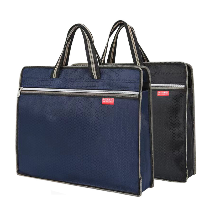 517 large capacity Office portable file bag diamond pattern double-layer double zipper file bag information bag printable