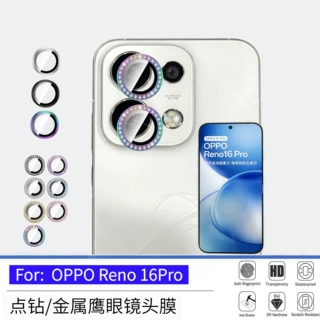 适用OPPOReno16Pro点钻鹰眼镜头膜15f高清防刮14防爆13金属保护贴