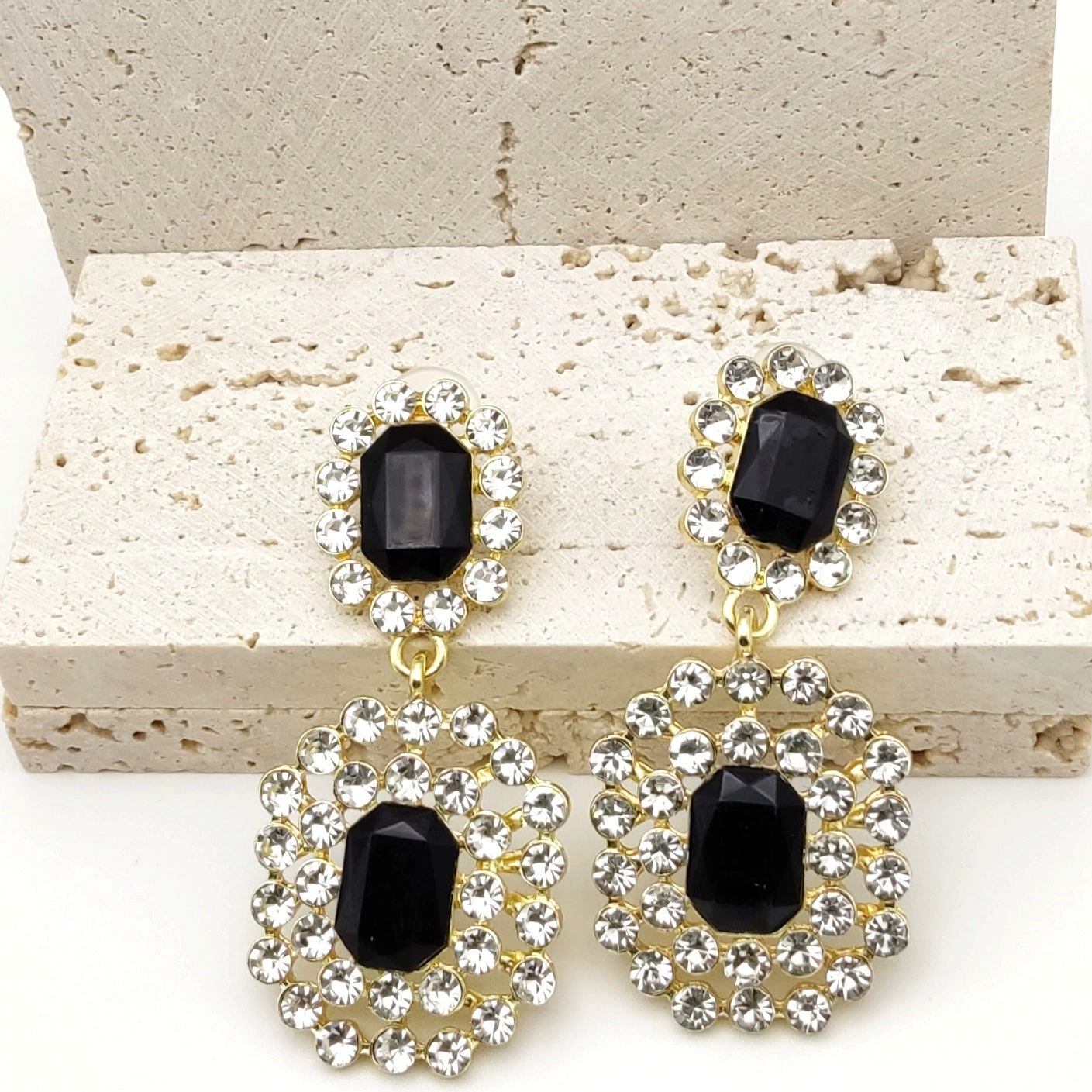 Трансграничные новые модные темпераментные серьги с квадратными бриллиантами и бриллиантами, преувеличенные женские серьги