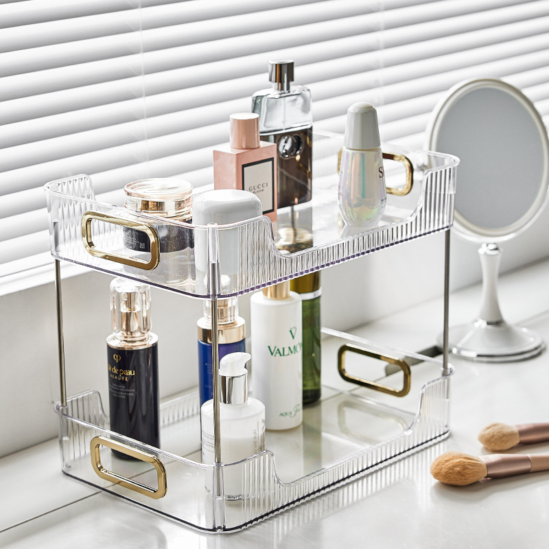 Desktop Storage Rack household transparent pet three-layer storage rack Japanese bedroom bathroom cosmetics storage table