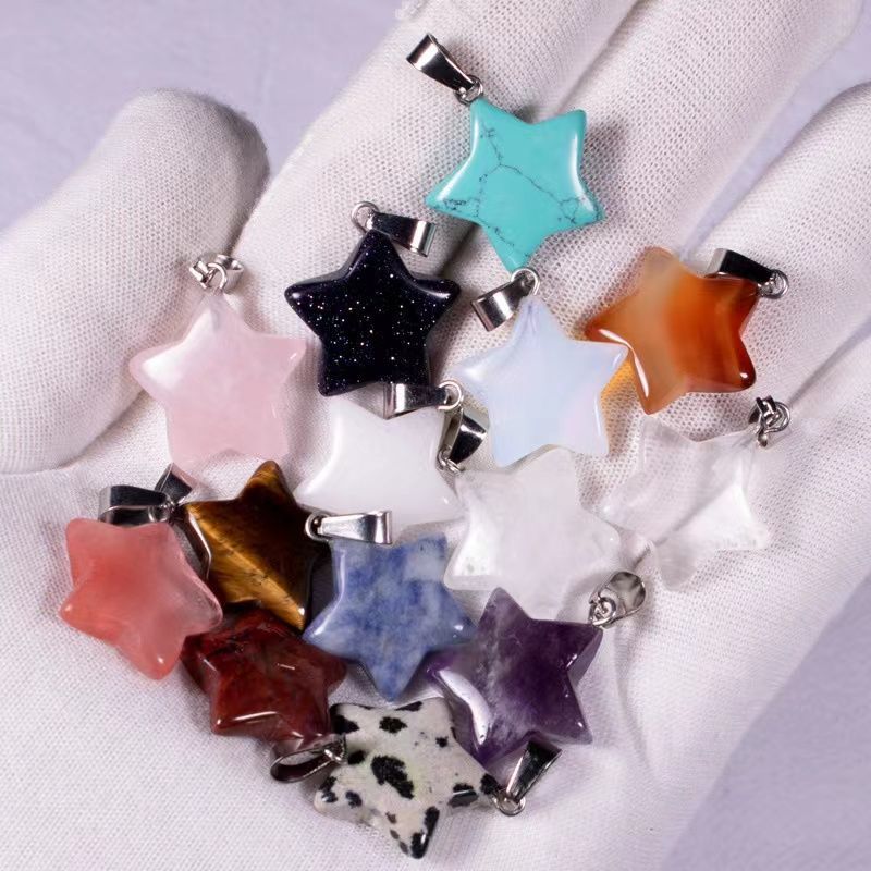 Natural Stone Pendant Obsidian Sweet Cool Collarbone Chain Female Niche High-end Jade Star Adjustable Couple Necklace