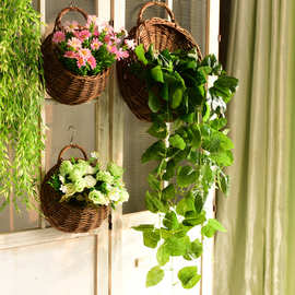 ins风田园壁挂花盆 餐厅墙面装饰花篮创意墙壁仿真植物背景墙挂件