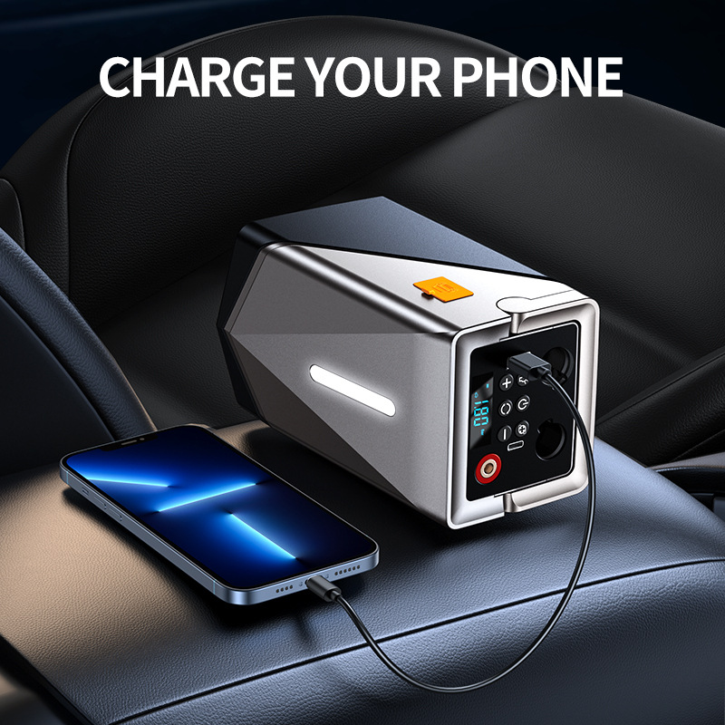 Cross-Border Gf-01 Car Emergency Jump Starter with Air Pump + Blower All-In-One Machine 12V Multi-Function Power Bank