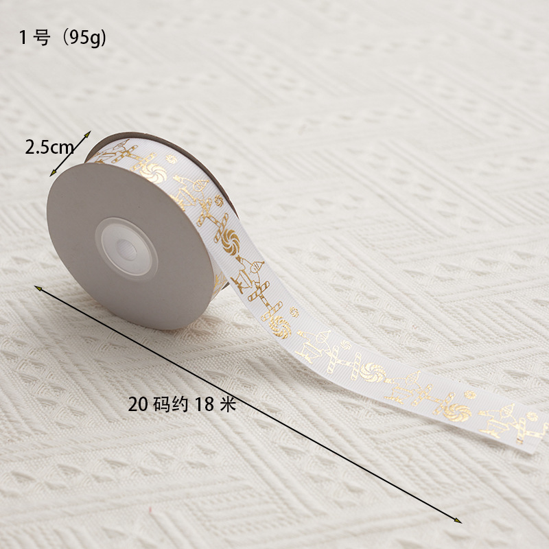 Decoraciones navideñas transfronterizas de madera rojo y verde estampado cinta de tejido de nieve transparente props de diseño de escena DIY arco