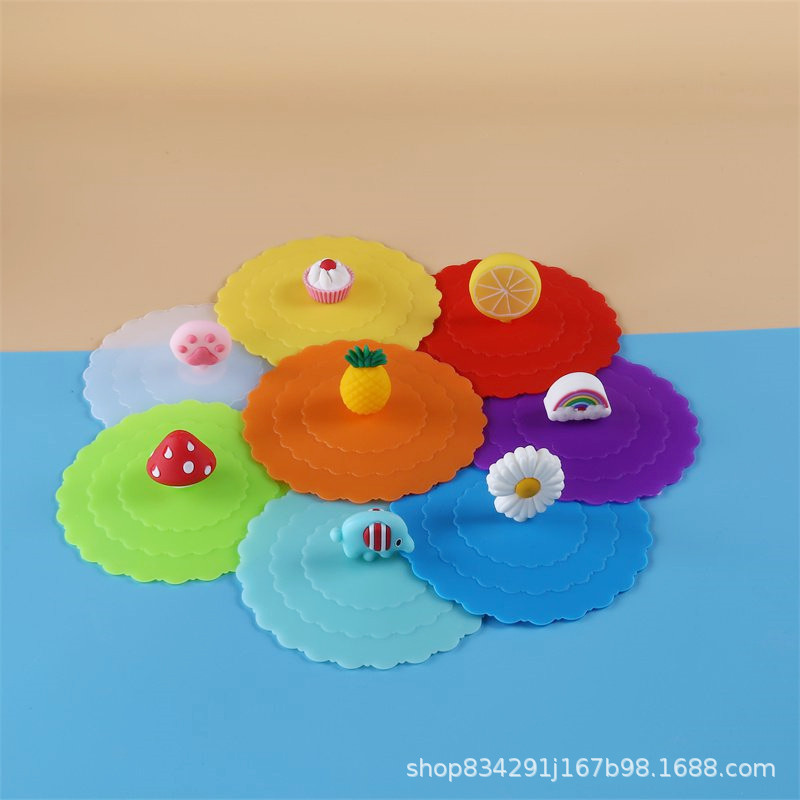 Wave Silicone Cup Lid Glass Open Cup Coffee Cup Lid Cup Cover High Temperature Resistant Odor-Free Individually Packaged Cup Lid