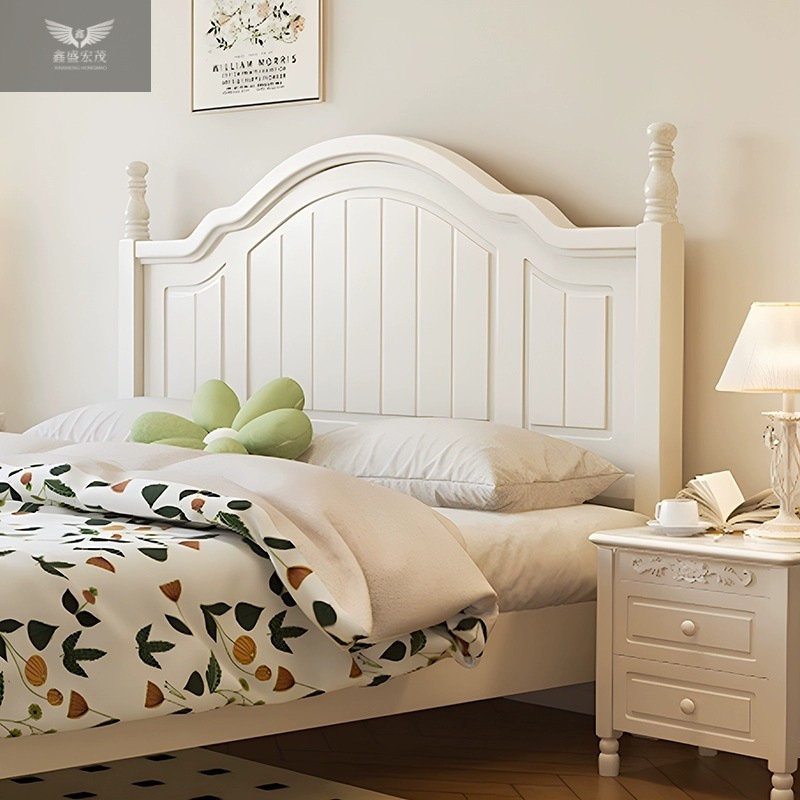 Cama doble casera dormitorio principal cama de madera maciza cama americana 1.8 moderna minimalista segundo dormitorio 1.5 princesa blanca