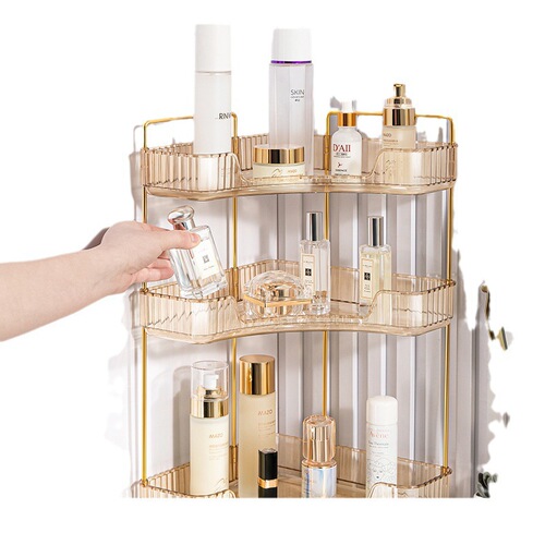 Bathroom shelf light luxury corner rack washbasin wall cosmetic transparent storage rack