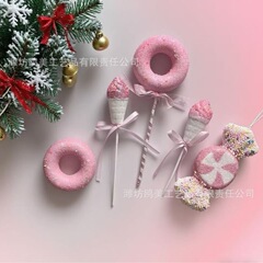 跨境Temu圣诞节糖果装饰圣诞树粉色冰激凌装饰品甜甜圈泡沫挂件