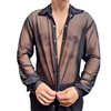 Slim fit fashion long sleeve sexy shirt men's solid shirt