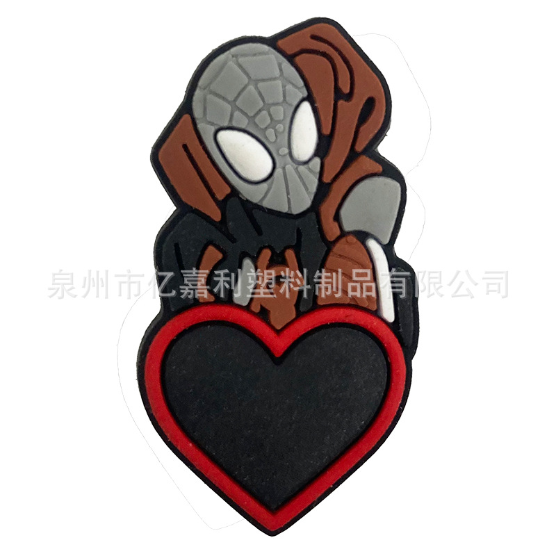 Superhéroe Spider-Man serie Anime agujero zapatos accesorios de jardín zapato flor accesorios de DIY Flor de zapato extraíble