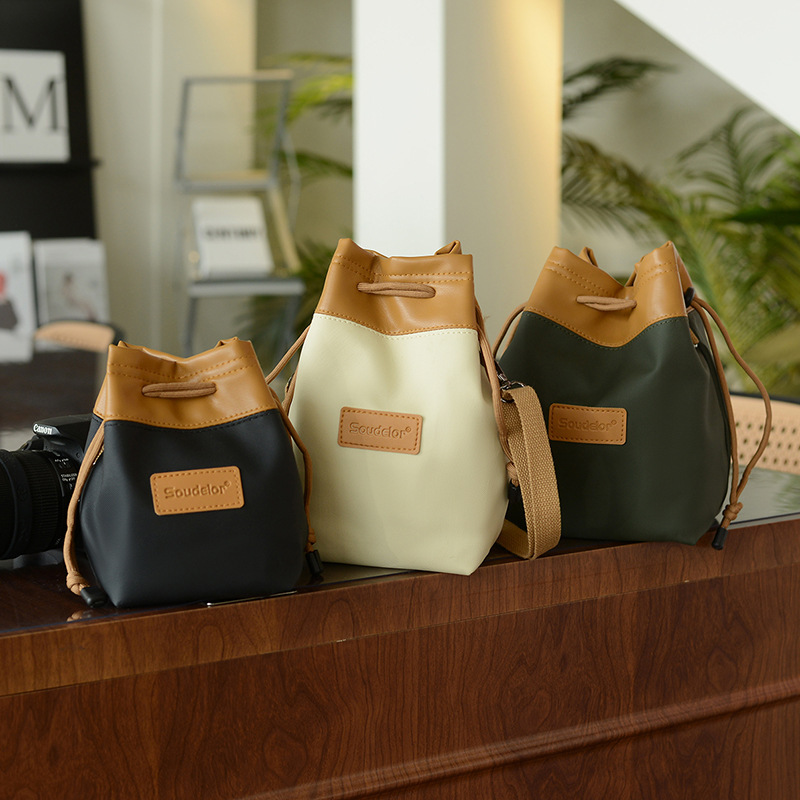 Camera Lens Pouch Canon Mirrorless Photography Storage Protective Case Fujifilm Sony Lens Pu Leather Drawstring Pouch