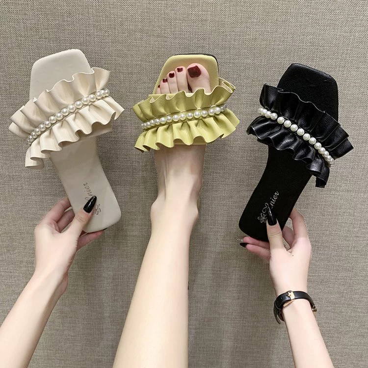 Маленькие ароматные жемчужные кружева с квадратной головкой и крутые Тапочки женские 2021 летние новые маленькие свежие уличные носки с римским словом