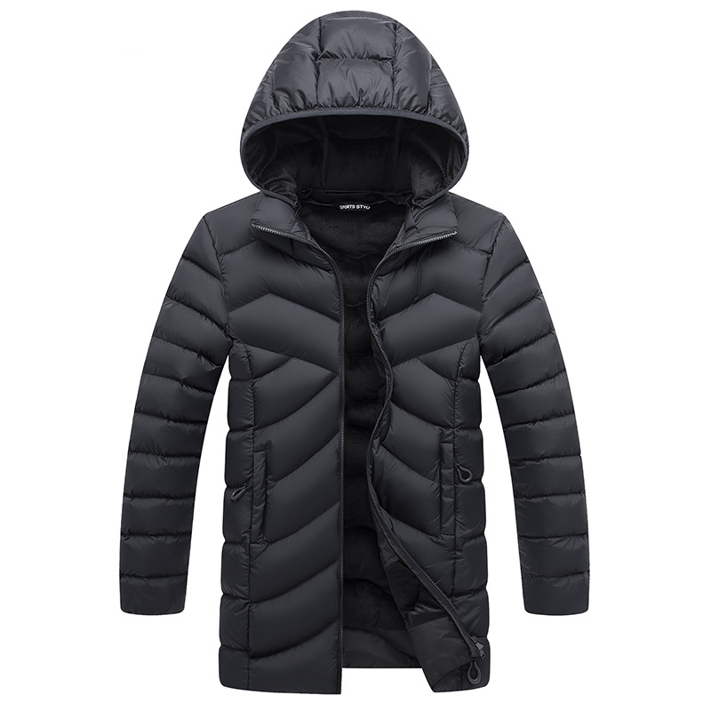 Amazon transfronterizo Abrigo acolchado de algodón de longitud media para hombres Abrigo acolchado de algodón desmontable con Capucha forrada de lana Abrigo acolchado de algodón cálido abrigo de algodón acolchado comercio exterior