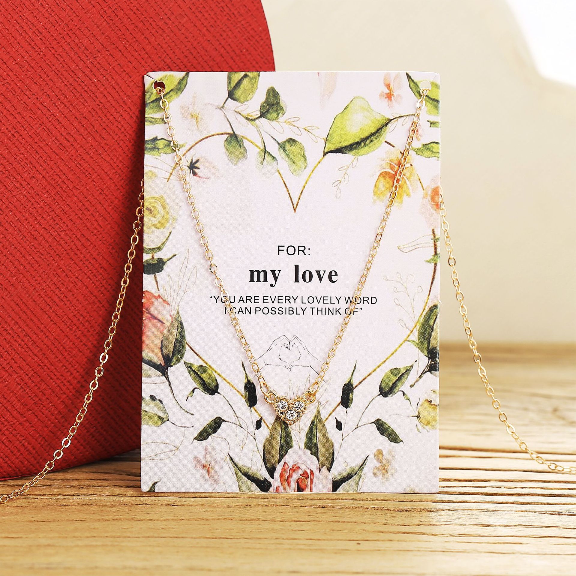 Fashion heart-shape inlaid rhinestone alloy necklace wholesale