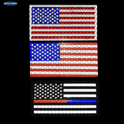 Overseas outdoor infrared reflective American flag Velcro laser cut red and blue lines stars and stripes bag with seal M00004