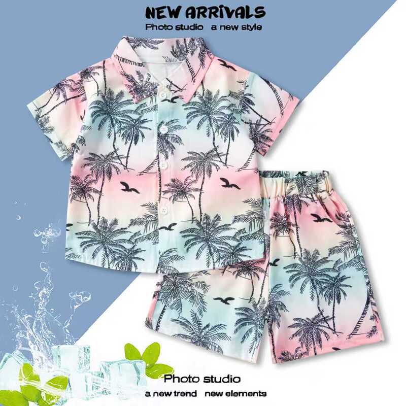 Children's Summer Floral Shirts Hawaiian Vacation Short-Sleeved Shirts Wholesale Cross-Border 26 New Styles Children's Summer Floral Shirts Hawaiian Vacation Short-Sleeved Shirts Wholesale Cross-Border 26 New Styles