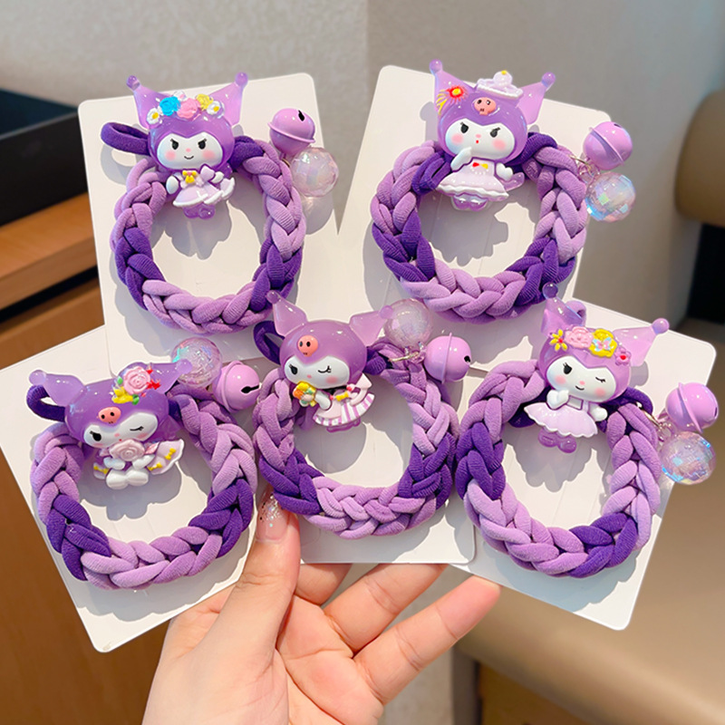 Cuerdas de cabeza de dibujos animados Kulomi para niños anillo de cabello tejiendo niñas tiras de goma cabeza de bolas niñas tocado no daña el cabello