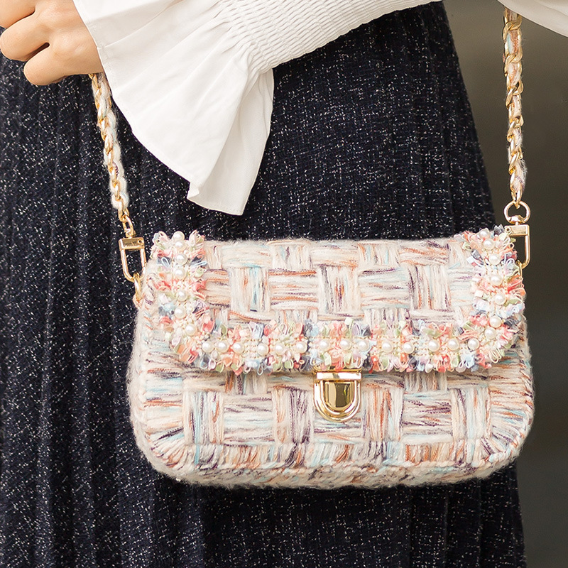 苏苏姐家简约小香包diy钩针编织手编包包毛线团钩织材料包譱