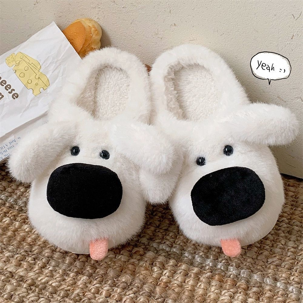 2025 invierno nuevo estilo divertido zapatillas de algodón para perros bolsas cálidas con hombres y mujeres de moda parejas caseras zapatos de lana de suela gruesa