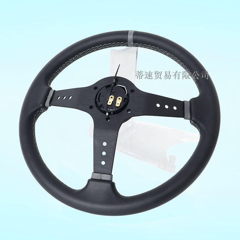 Cross-Border Hotline Car Modification Quick-Release Steering Wheel 14inch Concave Leather Nubuck Racing Steering Wheel