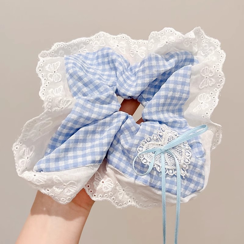 Corbata de pelo de intestino de lunares de crema grande coreana, gomas de goma de cola de caballo suaves para mujer, accesorios para el cabello de bola, accesorios para el cabello, cuerda para la cabeza