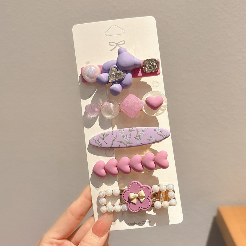 Pinza para el cabello para niños de dibujos animados coreanos, clip para flequillo en la frente femenina, horquilla rota lateral, horquilla de sentido avanzado, clip para bebé, tocado