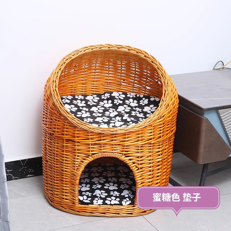 Casa de ratas tejida felina de sauce cuatro estaciones generales de verano desmontable felina perros pequeños y medianos Teddy tejido felina de mascotas